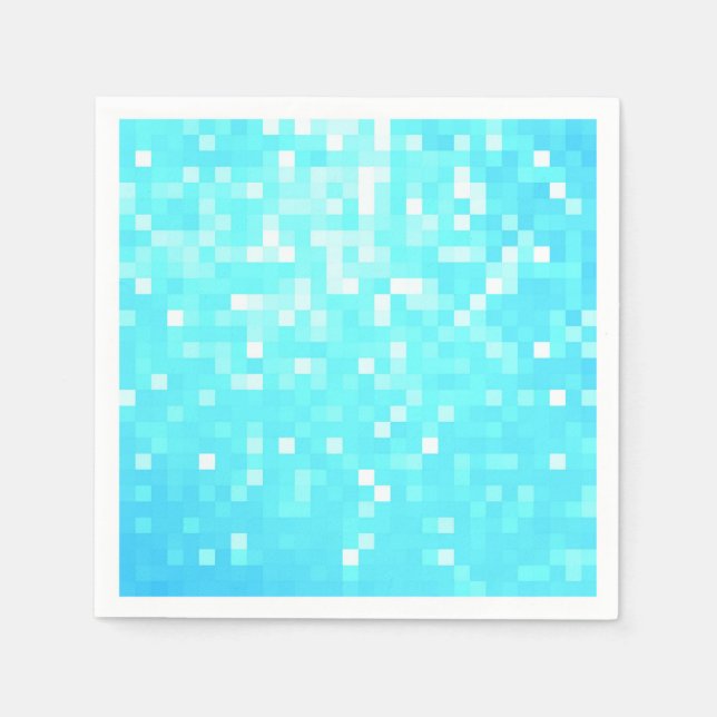Guardanapo De Papel Pixels de Aqua Turquoise Papel Napkins (Frente)