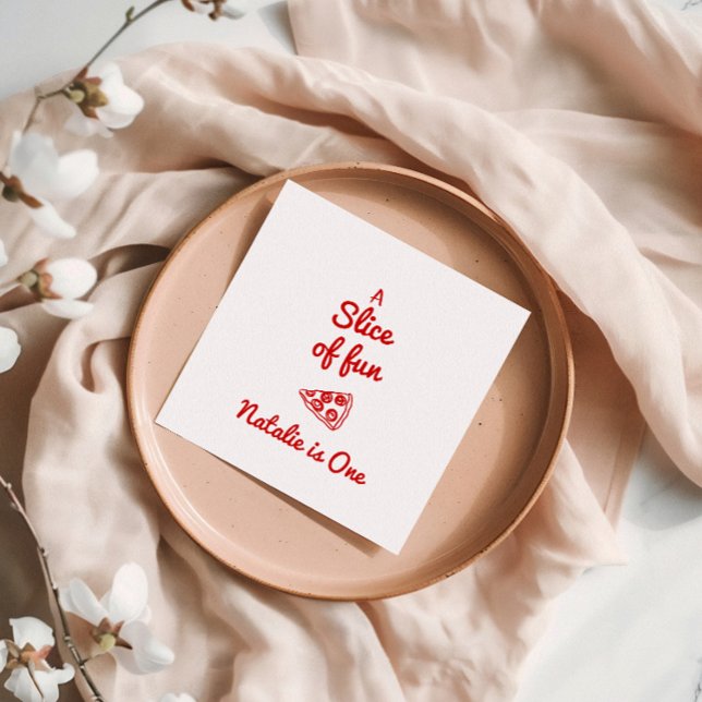 Guardanapo De Papel Pizza 1rua Fatia Desenhada De Festa de aniversário (Criador carregado)