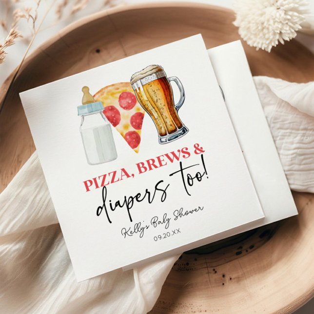Guardanapo De Papel Pizza Brews e Fraldas também! Chá de fraldas (Criador carregado)