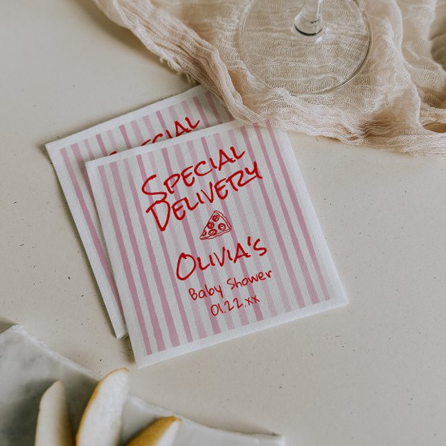 Guardanapo De Papel Pizza Chá de Entrega do Especial Vermelho Desenhad (Criador carregado)