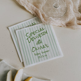 Guardanapo De Papel Pizza Chá de Entrega Especial Verde Desenhado à Mã