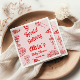 Guardanapo De Papel Pizza Chá de fraldas de Entrega do Especial Vermel