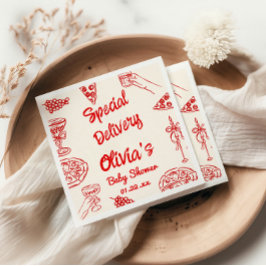 Guardanapo De Papel Pizza Chá de fraldas de Entrega Especial Desenhada