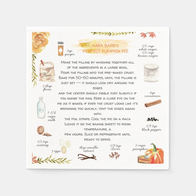 Guardanapo De Papel Pizza de Abóbora Homemade | Ação de Graças e Amiza (Frente)