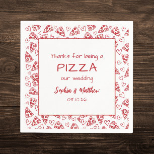 Guardanapo De Papel Pizza De Casamento Após Festa Vermelha, Desenhada