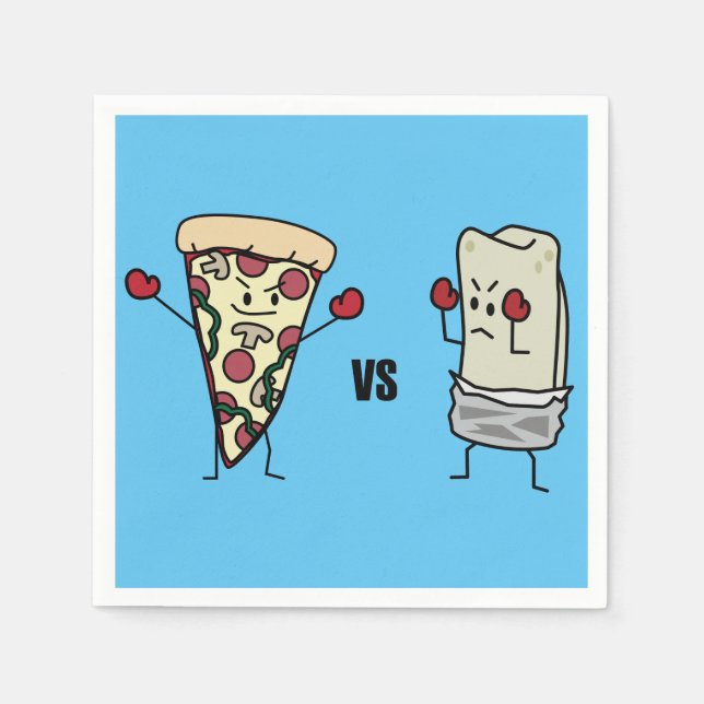 Guardanapo De Papel Pizza de Pepperoni CONTRA o Burrito: Mexicano (Frente)