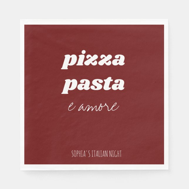 Guardanapo De Papel Pizza Engraçada E Cozinha Vermelha Italiana (Frente)