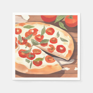 Guardanapo De Papel Pizza Gourmet Aguarela de Tomate e Verduras
