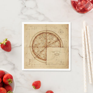 Guardanapo De Papel Pizza Vintage Blueprint