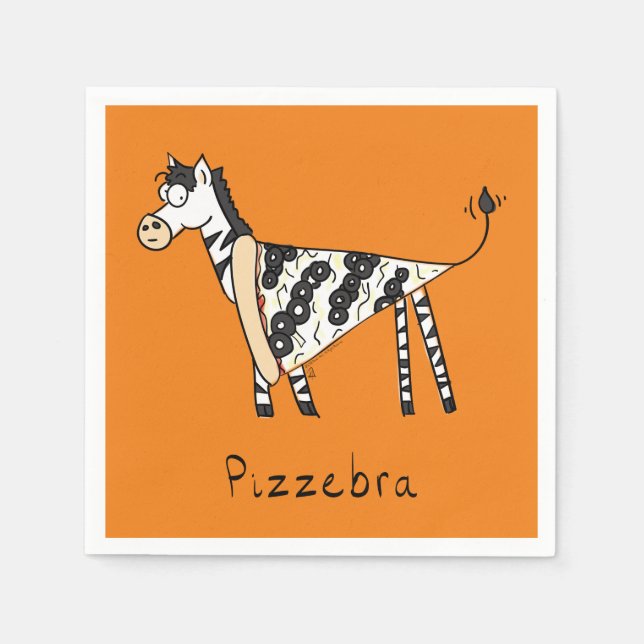 Guardanapo De Papel Pizza Zebra Cute Kids Cartoon (Frente)