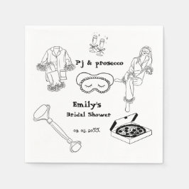 Guardanapo De Papel Pj Desenhado À Mão E Chá de panela Prosecco