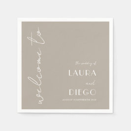 Guardanapo De Papel Placa de Boas-Vindas para Casamento Simples e Neut