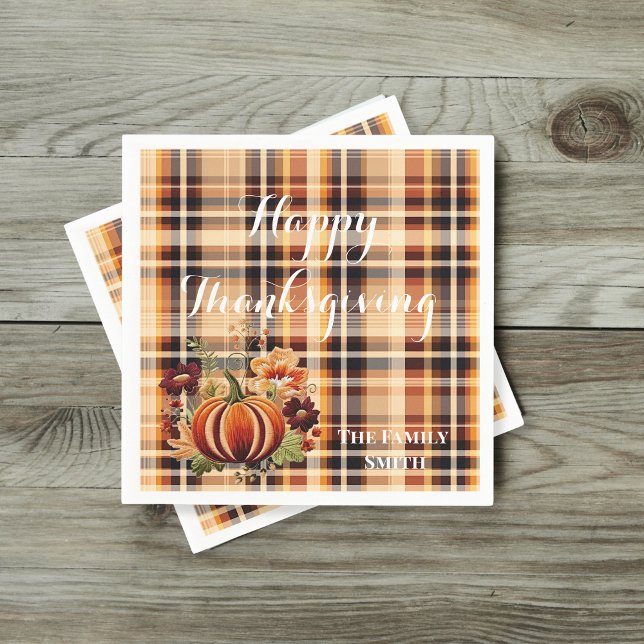 Guardanapo De Papel Placa de calabaza floral bordada en otoño (Criador carregado)