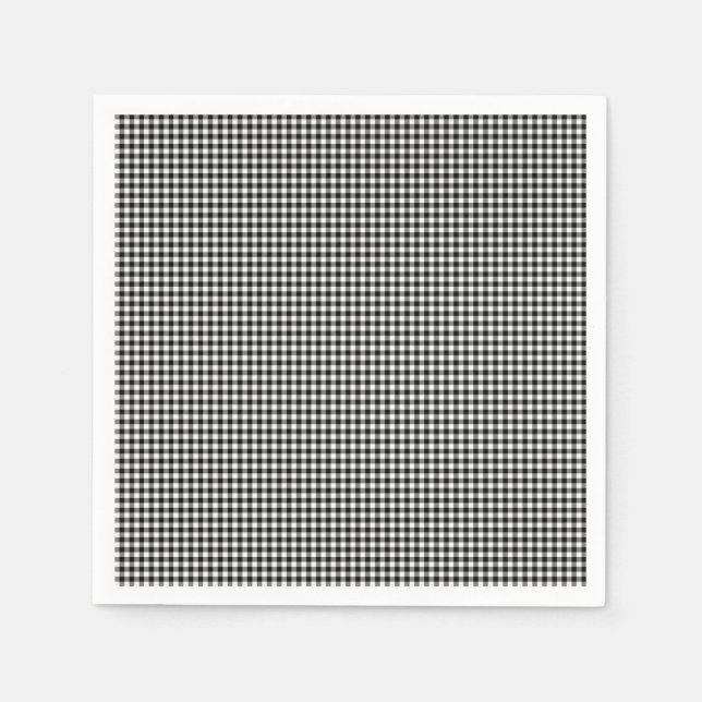 Guardanapo De Papel PLACAS DE PAPEL DE Gingham-Branco-Preto (Frente)