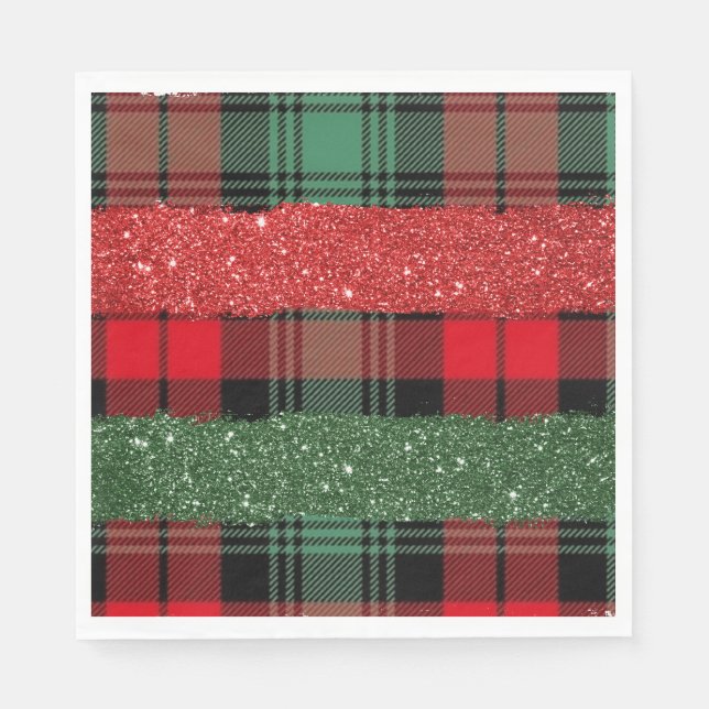 Guardanapo De Papel Plaid and Glitter Paper Napkin (Frente)
