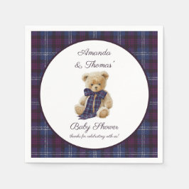 Guardanapo De Papel Plaid Bear Themed Baby Shower 