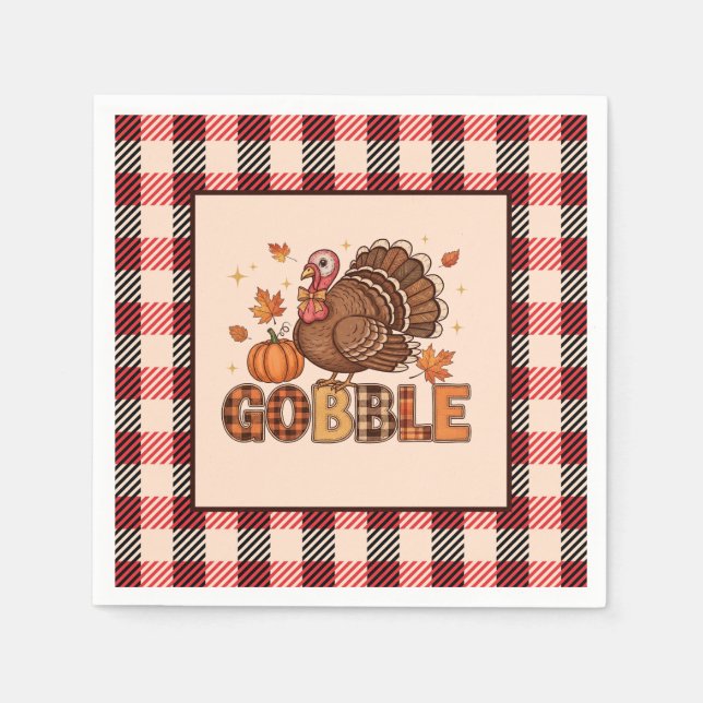 Guardanapo De Papel Plaid & Whimsy – Festive Thanksgiving Turkey (Frente)