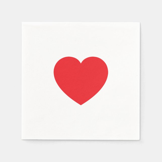 Guardanapo De Papel Plain Modern White Red Love Heart Graphic (Frente)