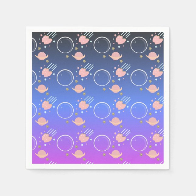 Guardanapo De Papel Planetas Asteroides Festa de aniversario de menina (Frente)