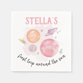 Guardanapo De Papel Planetas Espaciais Exteriores Galáxias Rosa primei