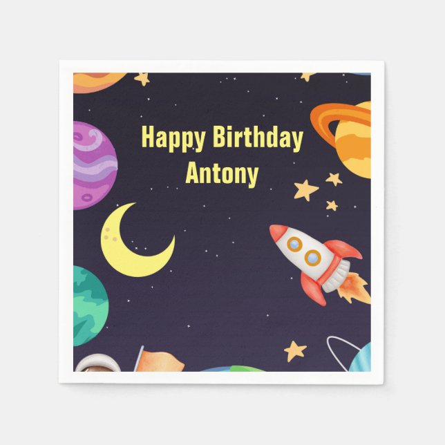 Guardanapo De Papel Planetas Externos Azul (Frente)