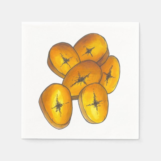 Guardanapo De Papel Planos Frescos Cozinhar Bananas Caribe Comida (Frente)