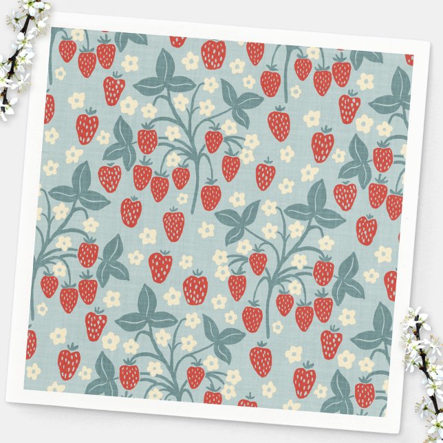 Guardanapo De Papel Planta de Morango Vintage (Vintage strawberry plant heritage revival party paper napkins)