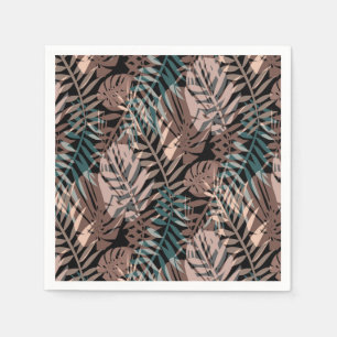 Guardanapo De Papel Plantas tropicais, selva, trópicos, bege, folhas