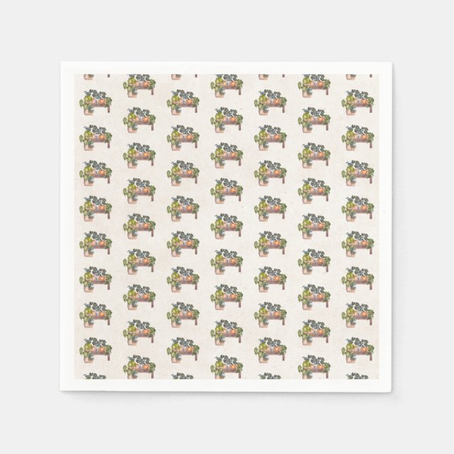 Guardanapo De Papel Plantas Vedadas No Banco De Jardim (Frente)