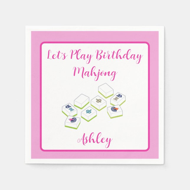 Guardanapo De Papel Play Birthday Mahjong PERSONALIZE (Frente)