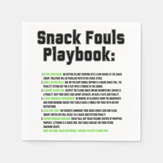 Guardanapo De Papel Playbook Snack Fouls (Frente)