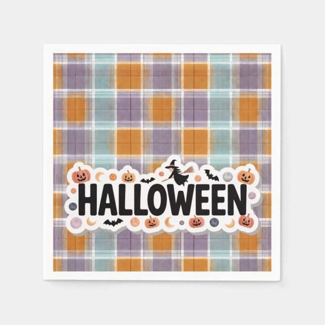 Guardanapo De Papel Playful Halloween Plaid (Frente)