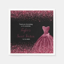Plum Purple Dress Faux Glitter Sweet 16 Aniversári
