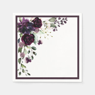 Guardanapo De Papel Plum Purple Watercolor Chá de panela Floral
