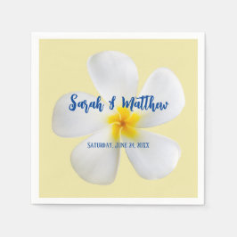 Guardanapo De Papel Plumeria Branca em Casamento Amarelo, Tropical, Fl