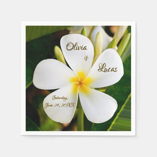Guardanapo De Papel Plumeria Branca Tropical - Novos Começos - Casamen (Frente)