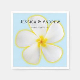 Guardanapo De Papel Plumeria Tropical, Branca e Amarela, Casamento Flo
