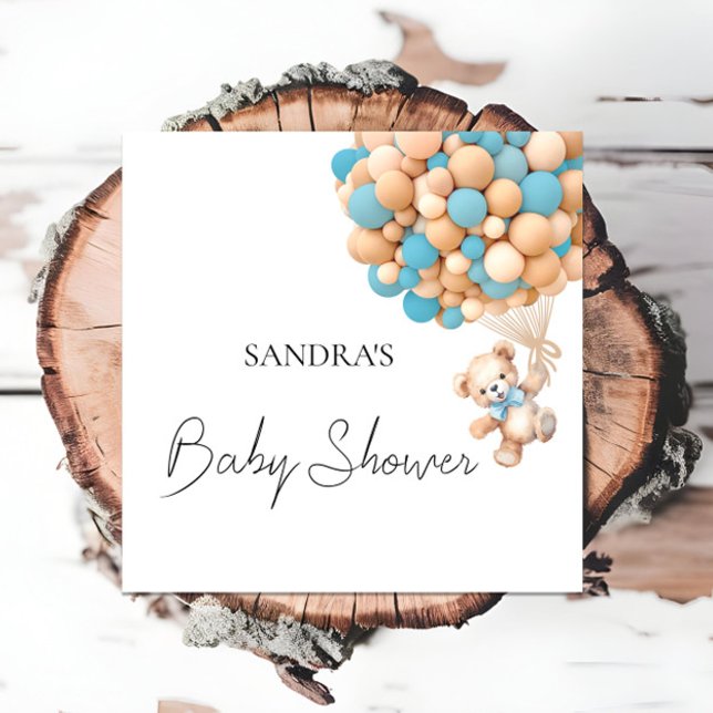 Guardanapo De Papel Podemos Aguardar Ursinho Azul Serviços De Balões (Criador carregado)