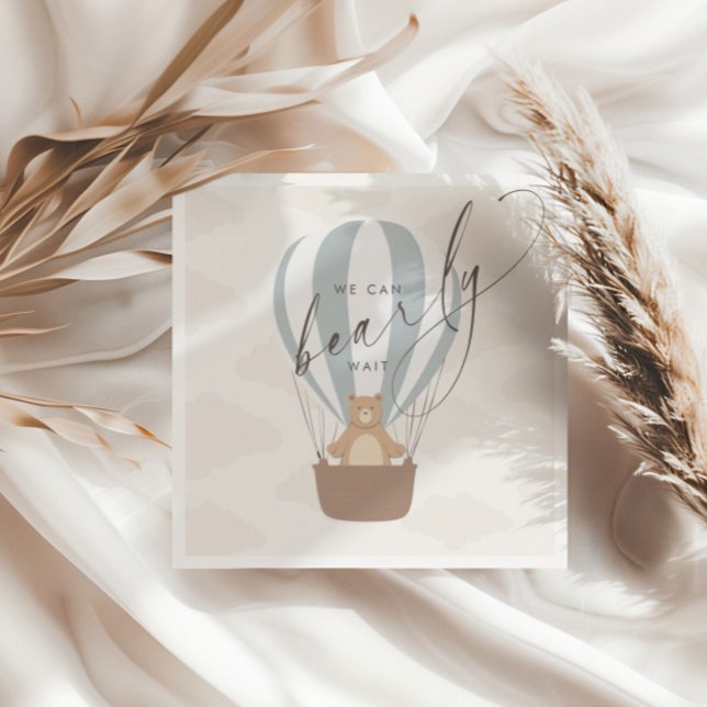 Guardanapo De Papel Podemos Esperar. | Baby Boy Blue Balloon Chá (Criador carregado)