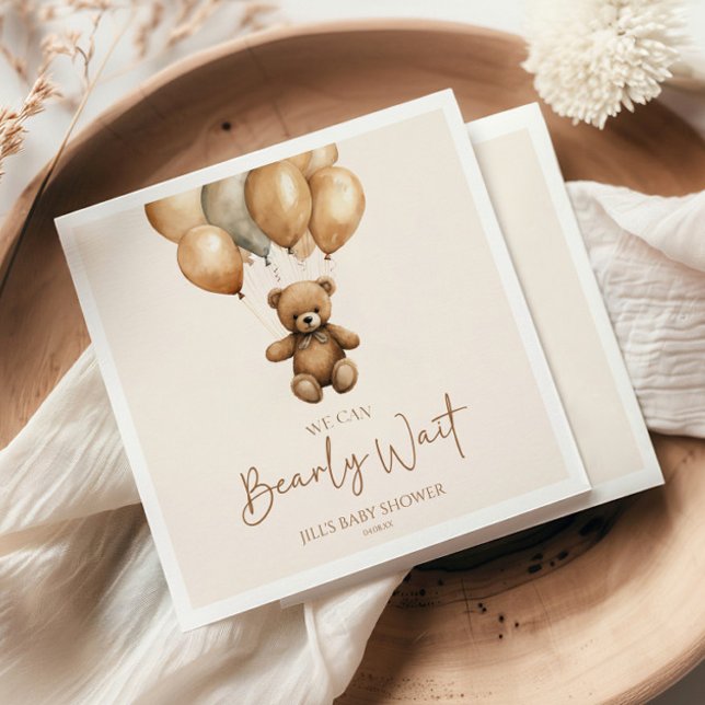 Guardanapo De Papel Podemos Esperar Boho Teddy Bear Chá de fraldas (Criador carregado)