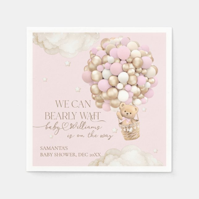 Guardanapo De Papel Podemos Esperar Chá de fraldas Rosa (Frente)