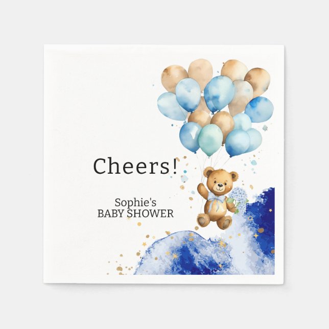 Guardanapo De Papel Podemos Esperar Real Azul E Dourado Abstrato (Frente)