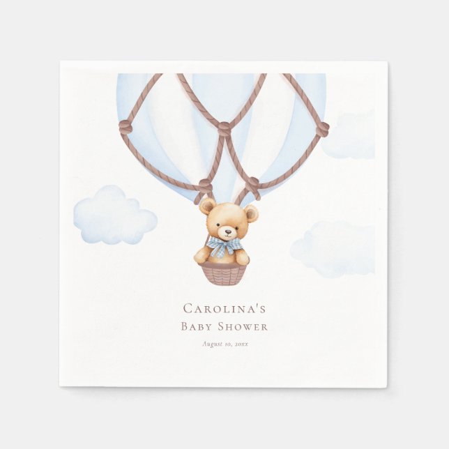 Guardanapo De Papel Podemos Esperar! Urso De Teddy No Balão De Ar Quen (Frente)