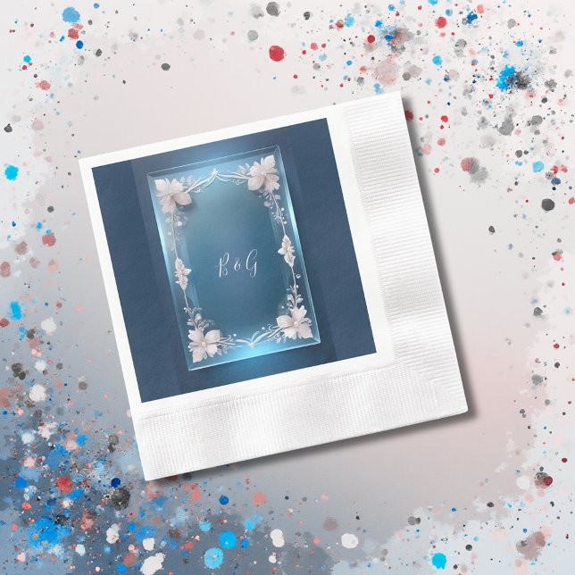 Guardanapo De Papel poeira azul deco ornamentado quadro (Criador carregado)