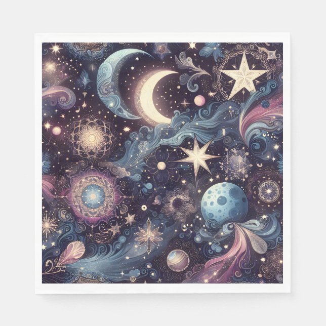 Guardanapo De Papel Poeira de Estrelas de Grelha (Frente)