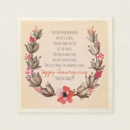 Guardanapo De Papel Poema de Ação de Graças. Feliz Ação de Graças. Per