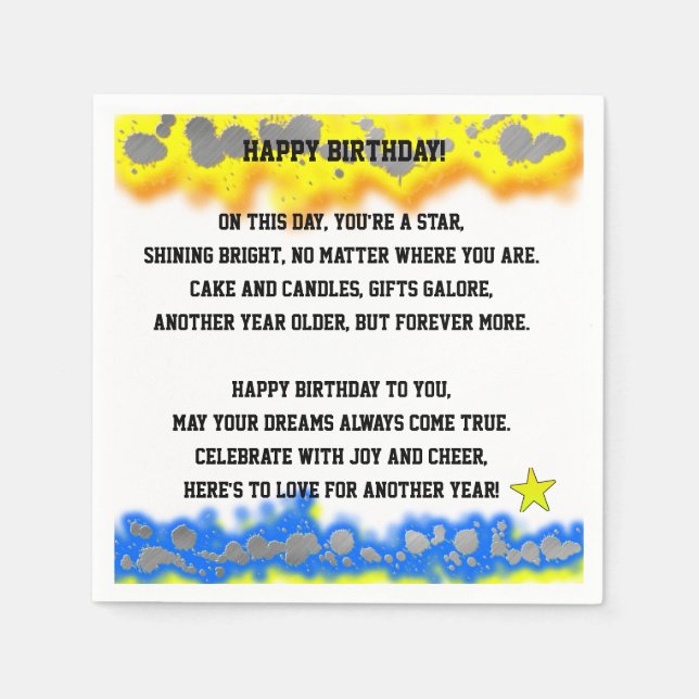 Guardanapo De Papel Poema de Parabéns (Frente)