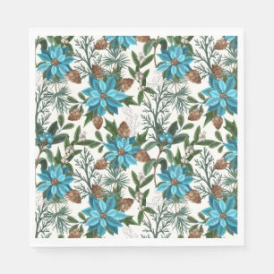 Guardanapo De Papel Poinsétia Azul e Pinheiro