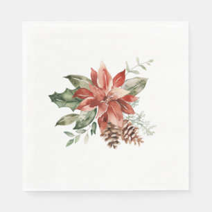 Guardanapo De Papel Poinsétia Vermelha de Natal Cones de Pinheiro Folh