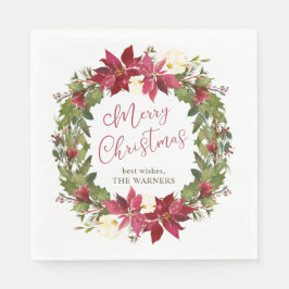 Guardanapo De Papel Poinsettia Christmas Wreath Personalizada
